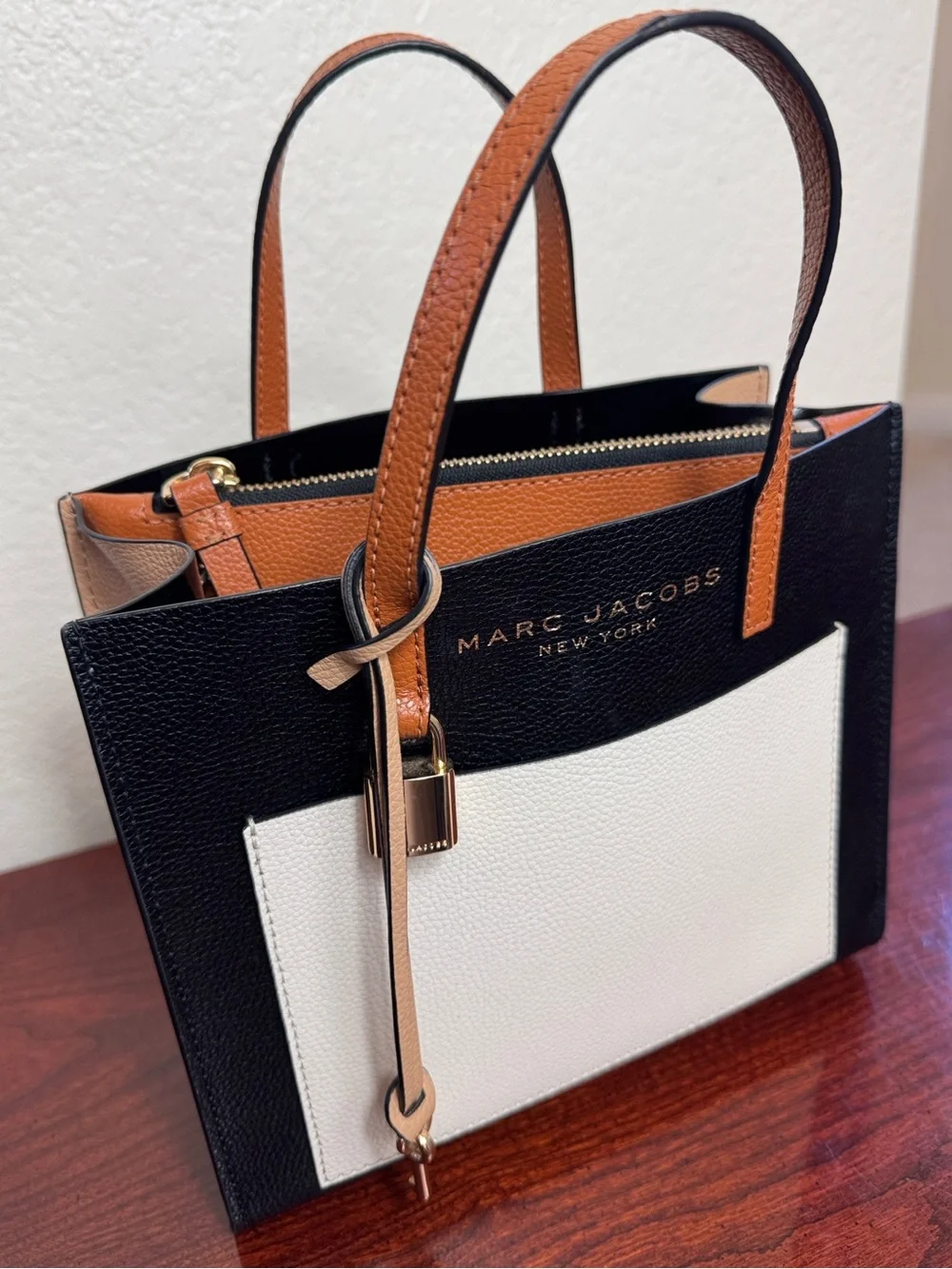Marc Jacobs Black, White & Tan Colorblock Satchel
